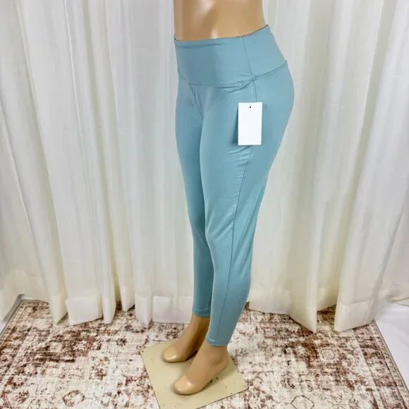 Women's Zenana Plus Size Wide Waistband Full Length Leggings Mint Green 3X - Picture 4 of 9